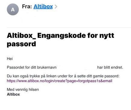 Dette er ikke en ekte mail fra Altibox.