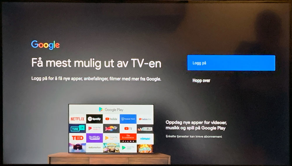 Oppsett av Modell Adekoder steg 4 Koble Googlekontoen din til tv