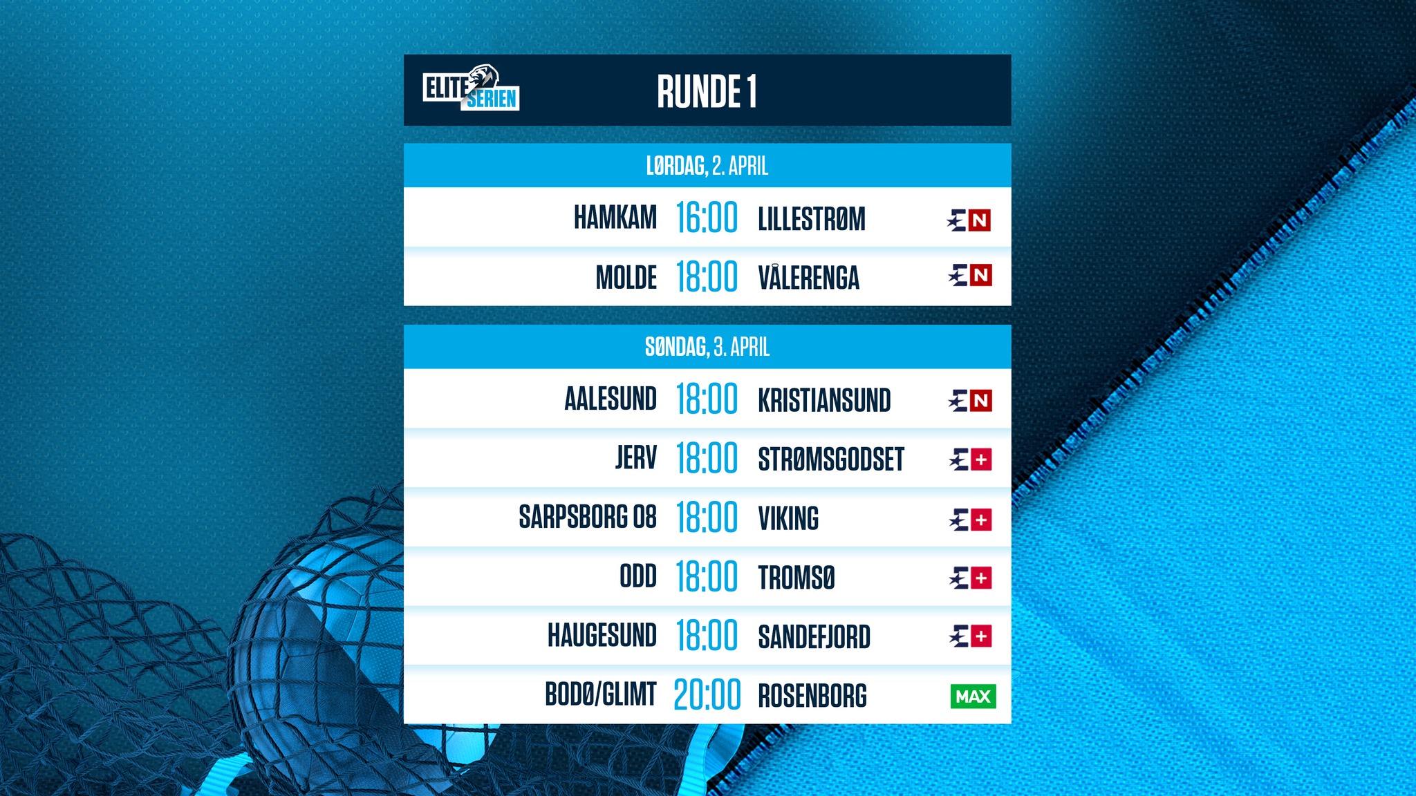Oppsett for kampene i runde 1 av Eliteserien